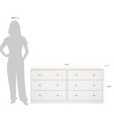 Tvilum 6 Drawer Double Dresser, White Tvilum