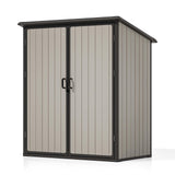 Patiowell 5 x 3 FT Outdoor Storage Shed, Resin Waterproof Cabinet with Adjustable Shelves and Lockable Doors for Patio Furniture, Pool Accessories and Tools, Beige Patiowell
