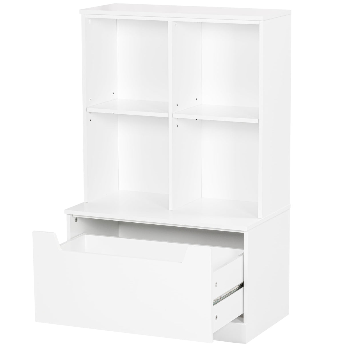 UTEX Kids Bookshelf and Toy Storage Organizer, Toddlers Bookcase with Cubbies, Adjustable Wood Shelf with Drawer for Bedroom, Playroom, Nursery, White UTEX