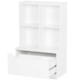 UTEX Kids Bookshelf and Toy Storage Organizer, Toddlers Bookcase with Cubbies, Adjustable Wood Shelf with Drawer for Bedroom, Playroom, Nursery, White UTEX