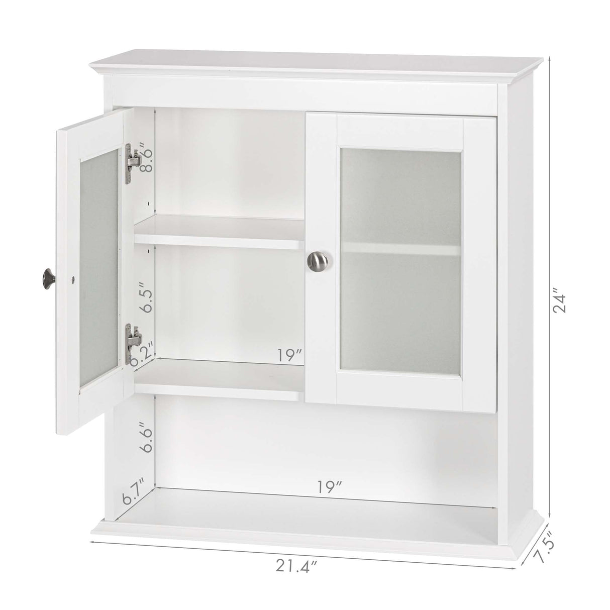 Spirich Bathroom Cabinet Wall Mounted, Medicine Cabinet Organizer with Glass Doors and Adjustable Shelves, Bathroom Wall Cabinet Over Toilet, White Spirich