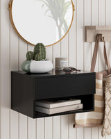 Floating Nightstand, Small Modern Floating Nightstand with Drawer, Floating Shelves for Bedroom, Bathroom (Black) Aienvey