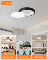 Tomosu 2 Pack Ceiling Fan Lamp Replacement, 6.69 inch Dimmable 3CCT 3000K/4000K/5000K 36W 3200LM, Ceiling Fan LED Light Kit Replacement, LED Light Engine Retrofit Kit Tomosu