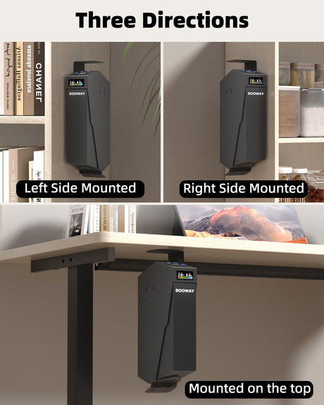 Gun Safe, Mounted Biometric Pistol Safe Drop Down Gun Lock Box for Handgun with 3 Ways Quick Access Bedside Pistol Case for Nightstand, Desk, Wall, Dresser SOOWAY