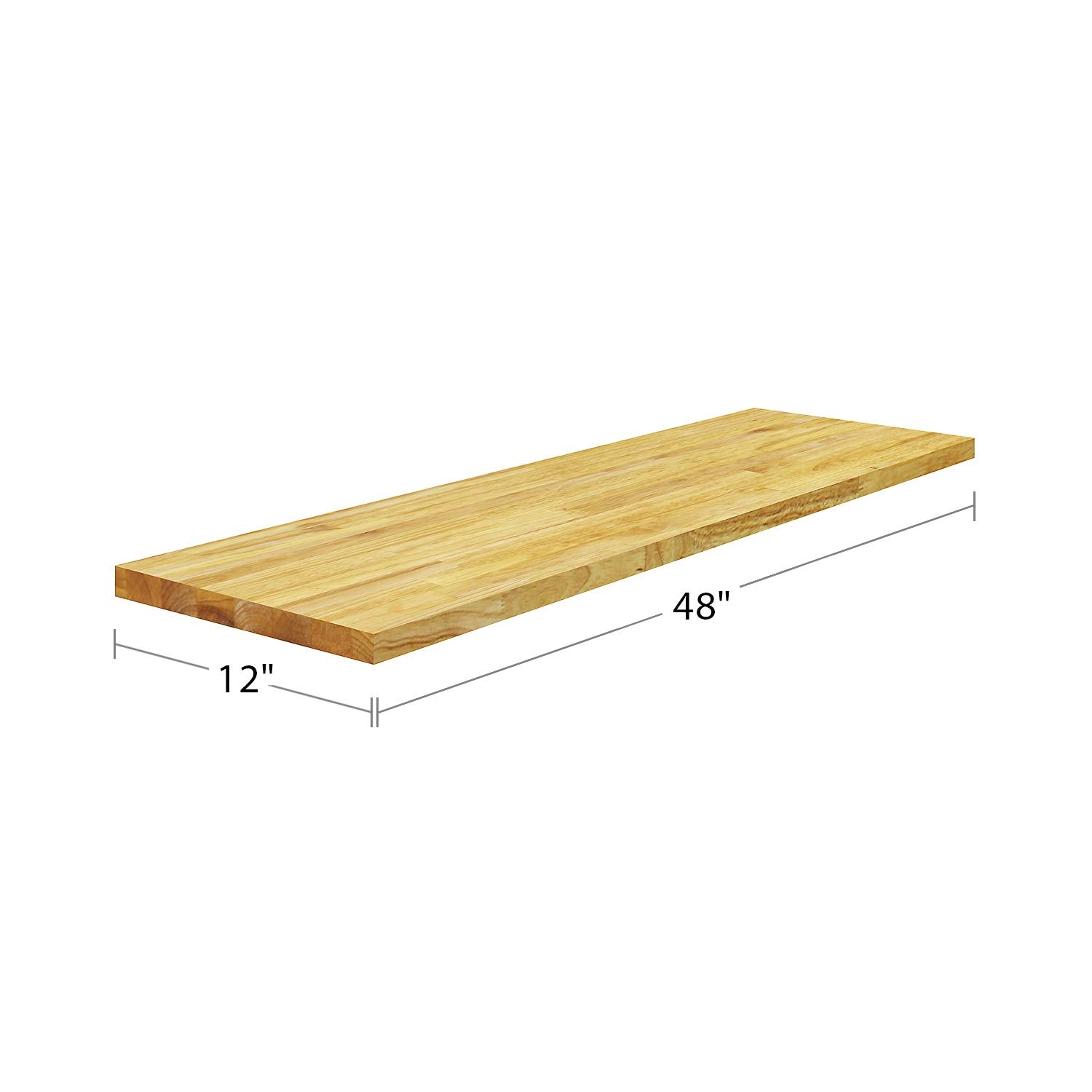 BenchPro Floating Shelf Wall Mounted Solid Butcherblock Shelf 12" Depth x 48" Length x 1" Thick - WoodArtSupply