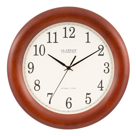 La Crosse Technology 12.5 Inch Cherry Wood Atomic Analog Clock (WT-3122A-INT) La Crosse Technology