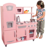 KidKraft Vintage Wooden Play Kitchen with Pretend Ice Maker and Play Phone, Pink KidKraft