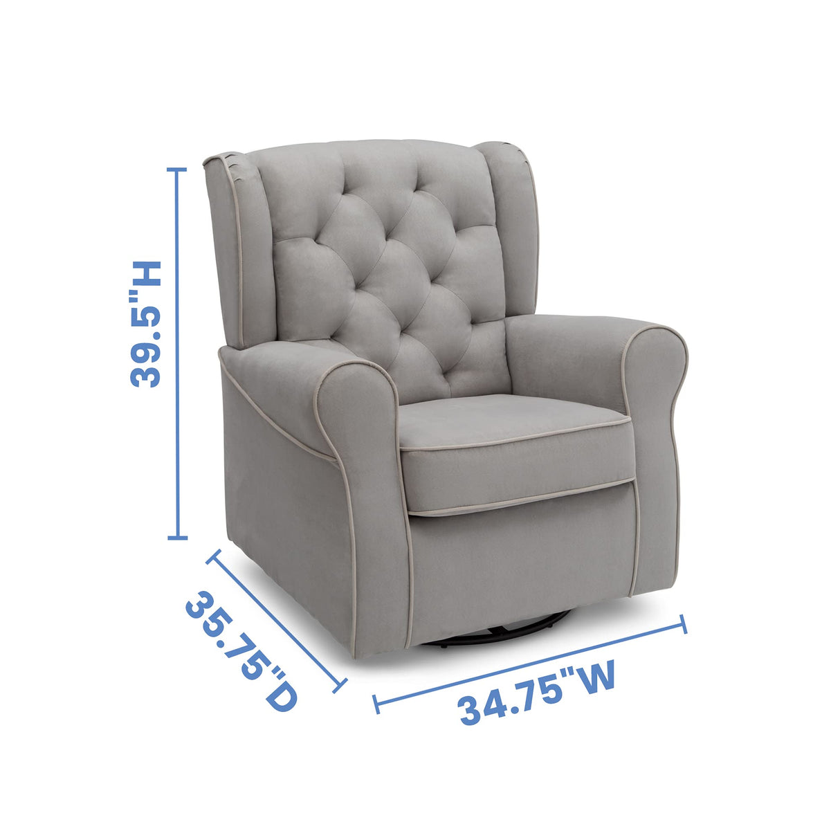 Delta Children Emerson Upholstered Glider Swivel Rocker Chair, Dove Grey with Soft Grey Welt Delta Children