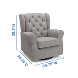 Delta Children Emerson Upholstered Glider Swivel Rocker Chair, Dove Grey with Soft Grey Welt Delta Children