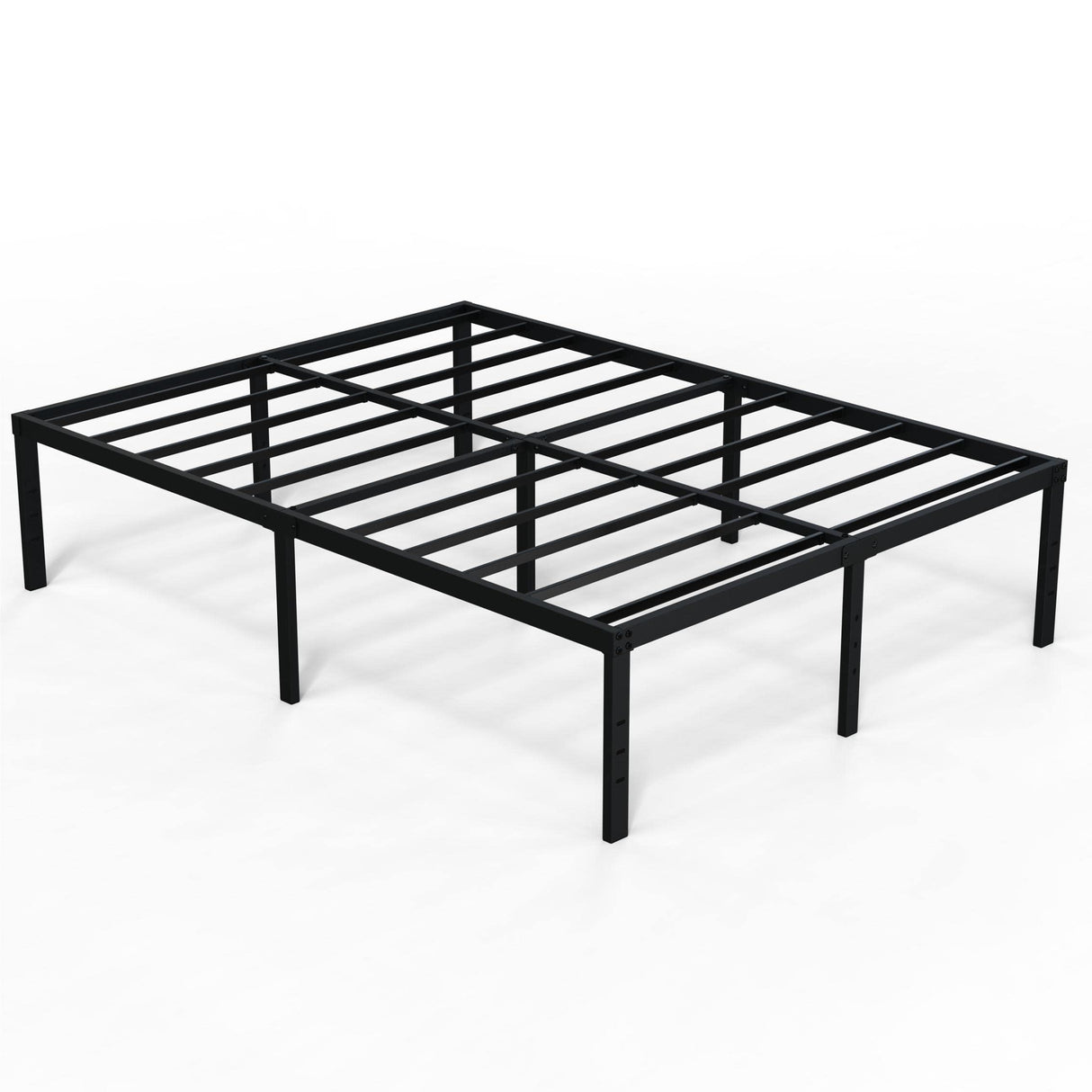 EMODA Queen Bed Frame No Box Spring Needed 18 Inch Heavy Duty Metal Tall Platform Bed Frame Queen Size with Large Storage Space, Easy Assembly, Black EMODA