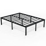 EMODA Queen Bed Frame No Box Spring Needed 18 Inch Heavy Duty Metal Tall Platform Bed Frame Queen Size with Large Storage Space, Easy Assembly, Black EMODA
