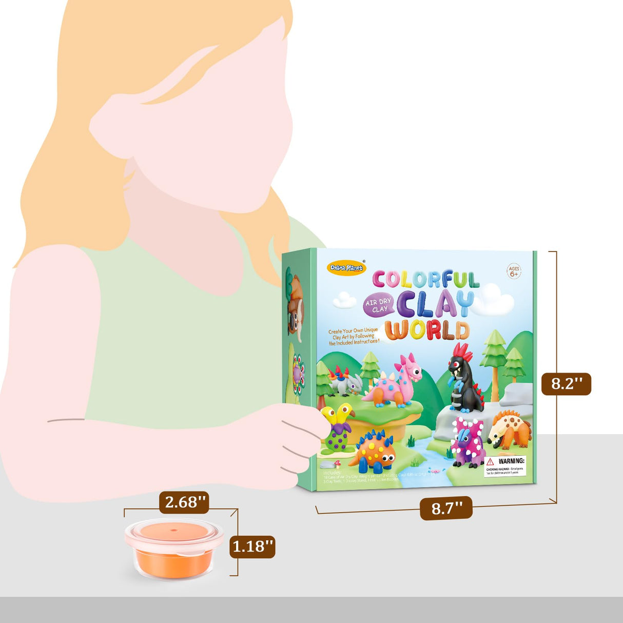 Drama Planet Air Dry Clay Kit for Kids - 18 Cans of Modeling Clay, 46-Page Guidebook with 26 Character Tutorials, Great Gift for Boys & Girls Drama Planet