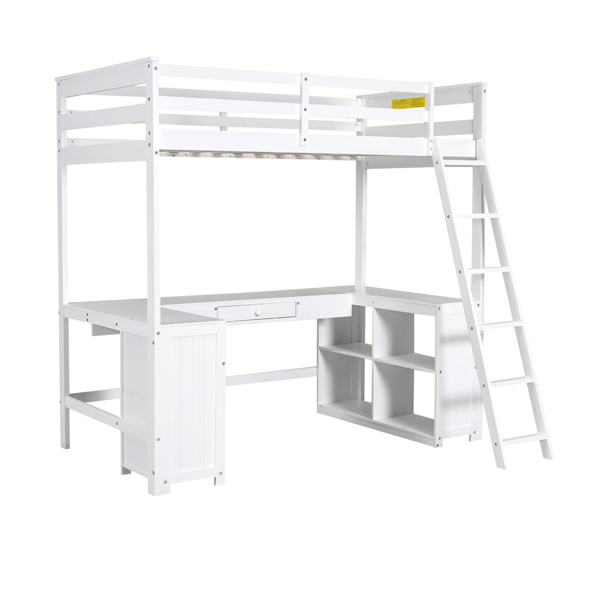 Harper & Bright Designs White Twin Size Loft Bed with U-Shaped Desk, Drawers, and Storage Shelves Harper & Bright Designs