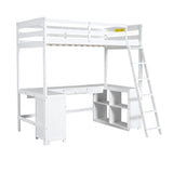 Harper & Bright Designs White Twin Size Loft Bed with U-Shaped Desk, Drawers, and Storage Shelves Harper & Bright Designs