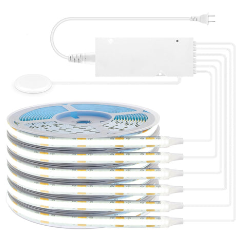 Under Cabinet COB LED Light Strip Kit,12V 6 Rolls 3.3FT White COB LED Strip Lights with Penetrable Wooden Board Hidden Touch Sensor Switch for DIY Kitchen,Wardrobe,Shelf,Display Cabinet Ligting Living Amazy