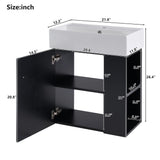 Merax 20" Bathroom Vanities with Sink Top, Wall Mounted Floating Sink Cabinet, Bathroom Cabinet with Doors & Side Storage, Soft-Close System, Black Merax