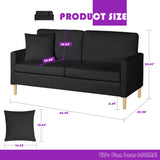 TYBOATLE 66" Sofa Couches Set of 2, Black Leather Loveseat w/ 2 USB Charging Ports & Pillow, Modern Love Seats and Armchair, Small 2 Seater Couch for Living Room, Small Spaces, Office, Bedroom TYBOATLE