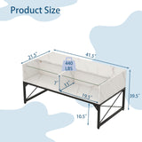 Tangkula LED Coffee Table, High Glossy Center Table with 4 Storage Cubes, Faux Marble & Tempered Glass Top, Adjustable Light Colors, Remote Control, Modern Cocktail Table for Living Room (White) Tangkula