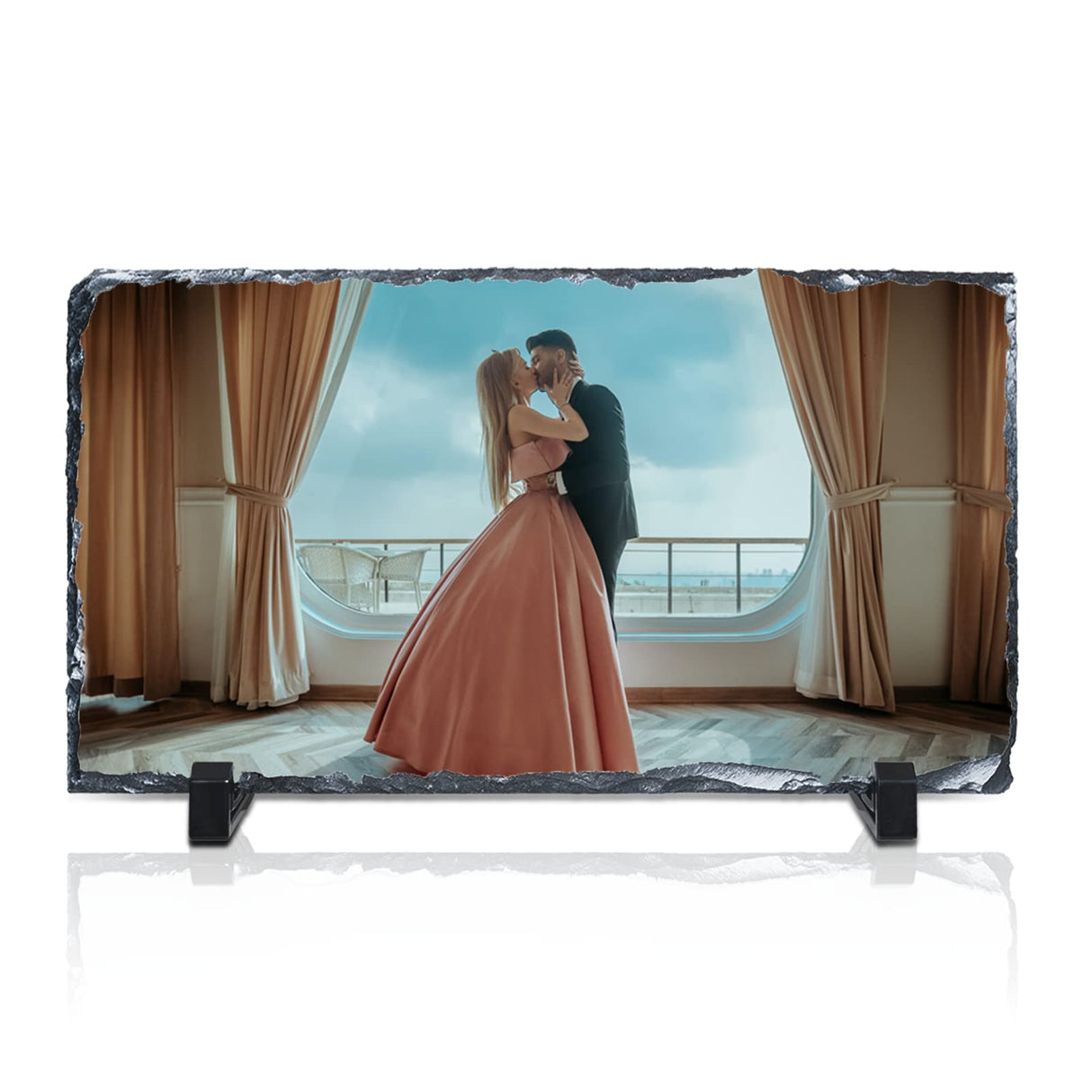 MR.R Sublimation Blank Rectangular Rock Slate Photo Plaque Picture Frame, Customized Photo Frame Novelty For Wedding,Birthday,Baby Birth (12x22cm) MR.R