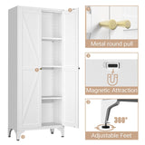 65" Tall Kitchen Cabinet,Food Pantry Cabinets with Doors and Adjustable Shelves,White Metal Storage Cabinets,Large and Portable Arganization Cabinet for Pantries Kitchen Living Room Bathroom Vaernevy