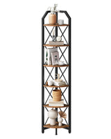CHOEZON 6-Tier Corner Shelf, Industrial Corner Bookshelf, 71.2" Corner Storage Stand, Plant Stand Display Shelf, Corner Bookcase for Bedroom, Living Room, Home Office, Rustic Brown and Black TCJ11BF CHOEZON