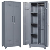 STEELIST Metal Storage Cabinet with Doors, Tall Storage Cabinet, 65" H Steel Tool Cabinet for Brooms and Mops, Metal Locker with Pegboards and Hanging Rod for Garages, Laundry, Gym STEELIST