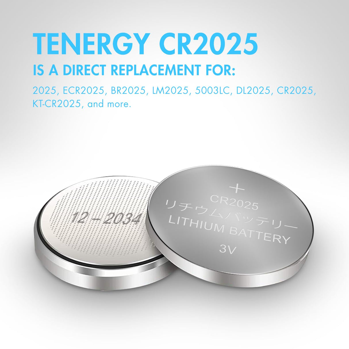 Tenergy CR2025 3V Lithium Button Coin Cell Batteries, Ideal for Key Fob Battery cr2025, Watches, Calculators, Thermometers, Glucometers, and More, 10 Pack Tenergy