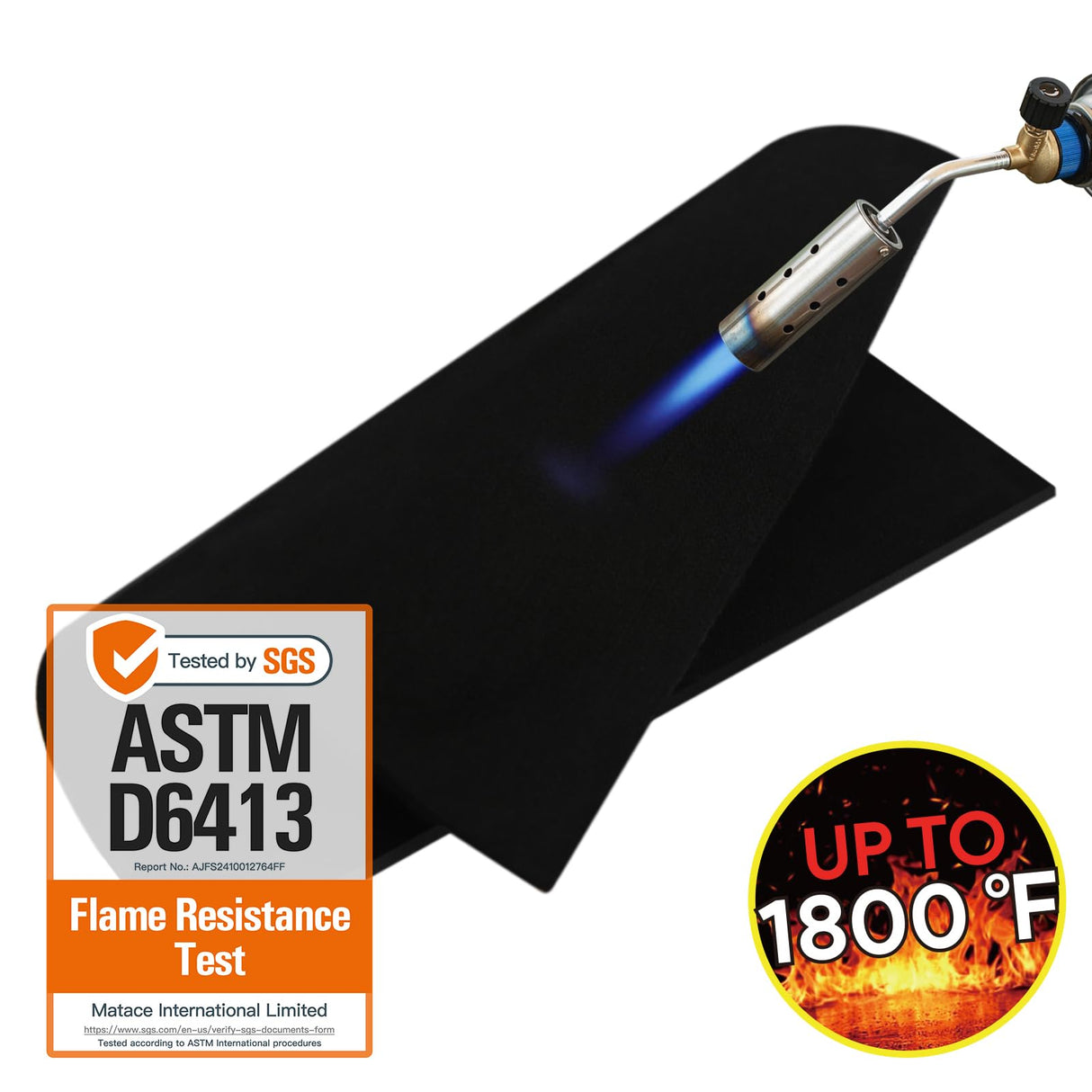 Matace 2 Pack 12x14 Inch Fireproof Welding Blanket & Pad, 5mm Thickened Fire Resistant Carbon Felt Cloth, Flame Retardant Fabric for Stove Wick, Heat Shield for Soldering, Firepit, Smoker, Black Matace