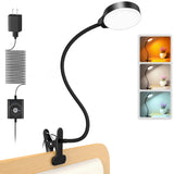 Glocusent 5W Clip on Light, 36LED Eye Caring Reading Light for Bed, 3 Colors & 5 Brightness Clip on Lamp with Adapter, Perfect Reading Light for Bed with Clamp/Bunk Bed/Headboard/Table/Desk Glocusent