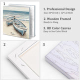 Natuyalo Paint by Numbers Kit with Framed - Boat Paint by Numbers for Adults Beginner Beach Seascape DIY Acrylic Painting by Numbers Kit Colorful Paintworks Artwork, 12x12 Inch Natuyalo
