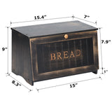 HOMEKOKO Large Wood Bread Box for Kitchen Counter, Retro Design Single Layer Bamboo Large Capacity Food Storage Bin (Vintage Black) HOMEKOKO