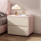 ROPSHTSF Bedside Table, Modern and Simple, Solid Wood Bedside Table, Bedroom Home Use, Free Installation, Cream Style Leather Bedside Table, Luxury Night Stand with 2 Drawer(Pink White,Right) ROPSHTSF