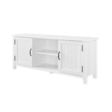 Walker Edison Buren Classic Grooved Door TV Stand for TVs up to 65 Inches, 58 Inch, Solid White Walker Edison