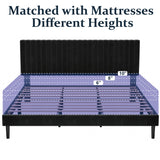 HAOARA King Size Bed Frame, King Size Platform Bed Frame and Velvet Upholstered Headboard with Strong Wood Slats, Box Spring Optional, Mattress Foundation, Easy Assembly Black HAOARA