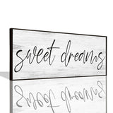 Sweet Dreams Signs Bedroom Wall Decor Above Bed Rustic Canvas Wall Art for Farmhouse Decor Large Size Framed Wall Art Master Guest Bedroom Signs Wall Decor above Bed (Black Wooden Frame/ 43x15inch) COHLOE