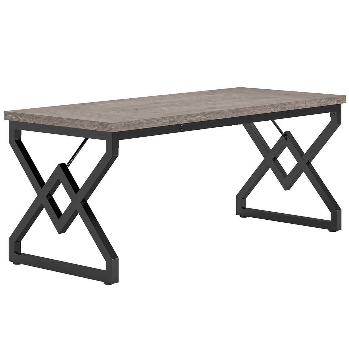 Tribesigns 63 Inch Executive Desk, Large Office Computer Desk with Extra Thick Wooden Tabletop and Metal Frame, Modern Simple Workstation Writing Table Study Desk for Home Office, Gray Tribesigns