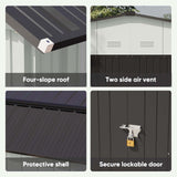 Patiowell 10 X 12 FT Barn Style Metal Storage Shed for Outdoor, Steel Yard Shed with Design of Lockable Doors, Utility and Tool Storage for Garden, Backyard, Patio, Outside Use Patiowell