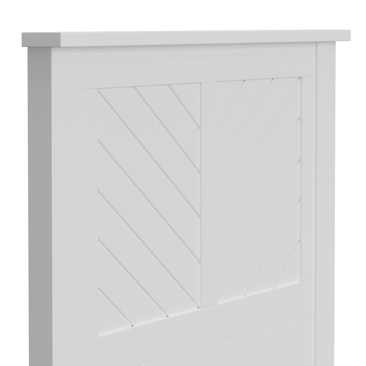Serene Poplar Wood Twin Headboard, Modern Farmhouse Panel with Chevron Scoring, Twin Size Headboard in White, Casual Coastal Style, Easy Assembly, Quality Materials ComfIQ