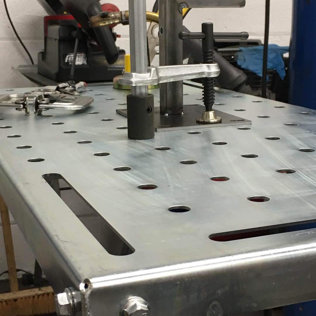 KASTFORCE KF3002 Rust-Free 36”×18” Welding Table 1200 lbs Loading Capacity, Wedling Cart Universal Work Table with 5/8" Holes, Top Thickness up to 10Ga, Withstands Heat up to 1600 Fahrenheit KASTFORCE