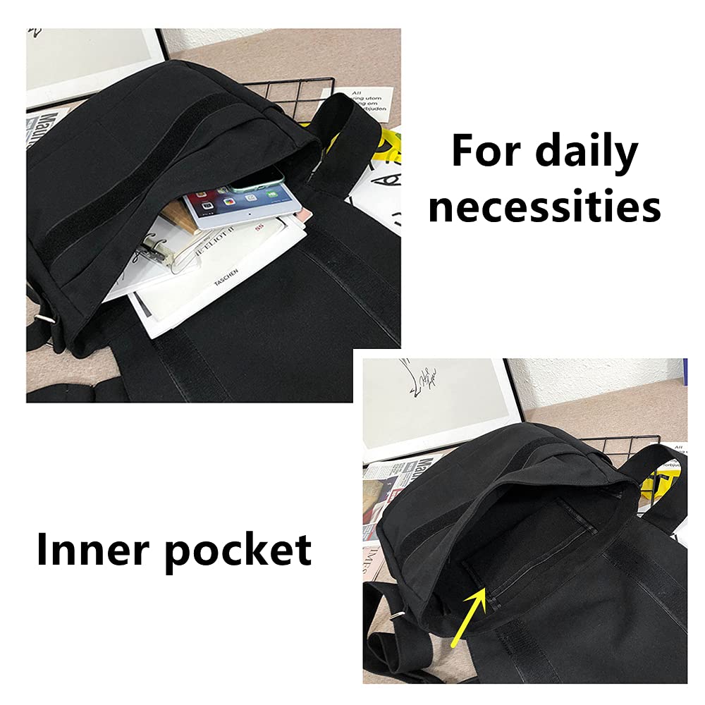 TopTie Classic Canvas Messenger Bag, White Canvas Shoulder Bag Side Bag for Men and Women TopTie