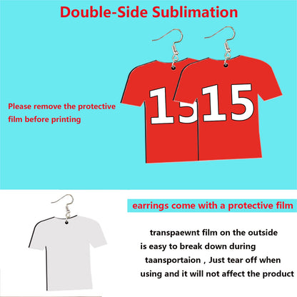 AiDiYGECO 144 Pcs Sublimation Earring Blanks Jewelry Earrings Wood MDF Sublimation Football Shirt Earrings Double-Sided with Earring Hooks and Jump Rings DIY Sublimation Earring Blank Bulk (Jersey)