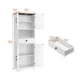 VVFLU Farmhouse Tall Bathroom Storage Cabinet, 67" H Pantry Cabinet, 1 Drawer, 4 Doors, 2 Adjustable Shelves, for Bathroom, Kitchen, Living Room (Americana) VVFLU