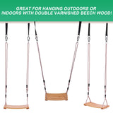 Wooden Tree Swing for Adults and Kids - Curved Wood Tree Swing Seat for Extra Comfort- includes Complete Tree Swing Hanging Kit- Indoor or Outdoor Rope Swing for Trees with Curved Wooden Swing Seat Roman Ventures