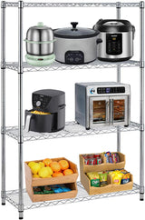 4 Tier Metal Storage Shelves 36" L x 14" W x 54"H Adjustable Wire Shelving Unit 1000LBS Metal Shelves Garage Storage Pantry Shelves Storage Rack Wire Rack Shelf Steel Shelves for Storage, Chrome XXkseh