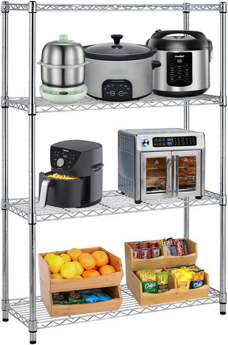 4 Tier Metal Storage Shelves 36" L x 14" W x 54"H Adjustable Wire Shelving Unit 1000LBS Metal Shelves Garage Storage Pantry Shelves Storage Rack Wire Rack Shelf Steel Shelves for Storage, Chrome XXkseh