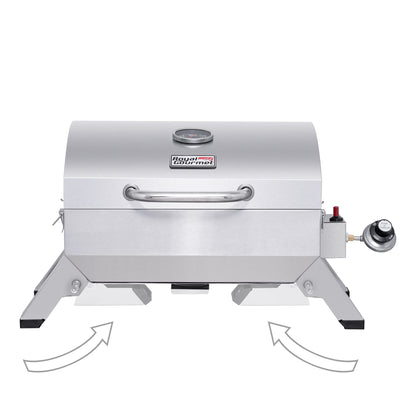 Royal Gourmet GT1001 Stainless Steel Portable Grill, 10000 BTU BBQ Tabletop Gas Grill with Folding Legs and Lockable Lid, Outdoor Camping, Deck and Tailgating, Silver