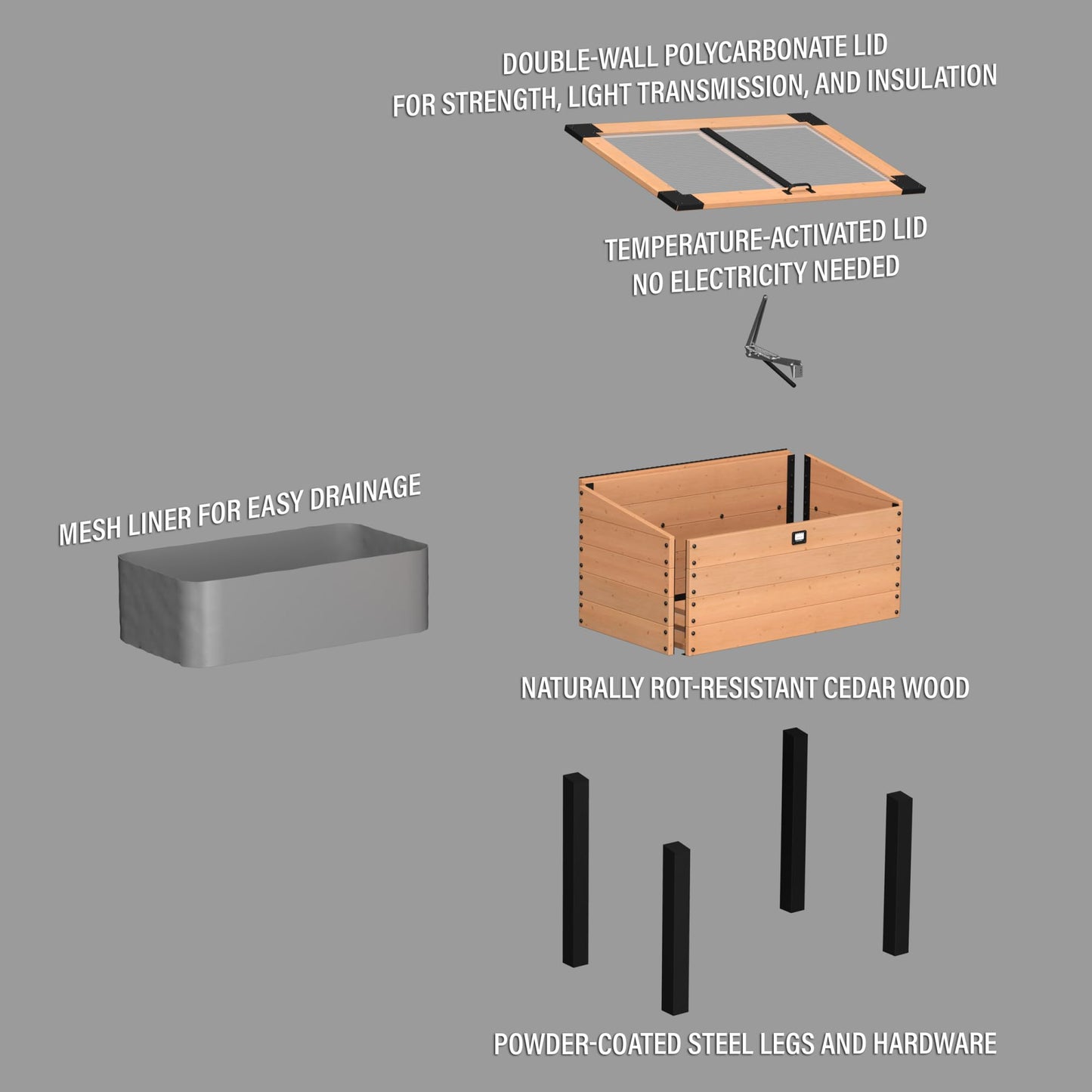 Backyard Discovery Aggie Cold Frame Box, Portable Wooden Garden Greenhouse, Indoor or Outdoor Terrarium Planter Box - WoodArtSupply