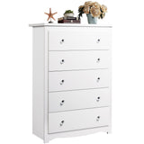 WLIVE White Wood Dresser with 5 Drawer, Cabinets Dressers Wood Dresser Cabinet, Organizer Drawers for Bedroom, Living, Hallway, Measuring 15.7" W*31.4" D*45.3" H WLIVE