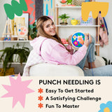 SPINNY Punch Needle Kit, Two Large Floral Designs w/ 2 Embroidery Hoops, Includes Beginner Video Tutorials and Instructions, Beginner Punch Stitch for Adults, Complete Kit for Crafters SPINNY