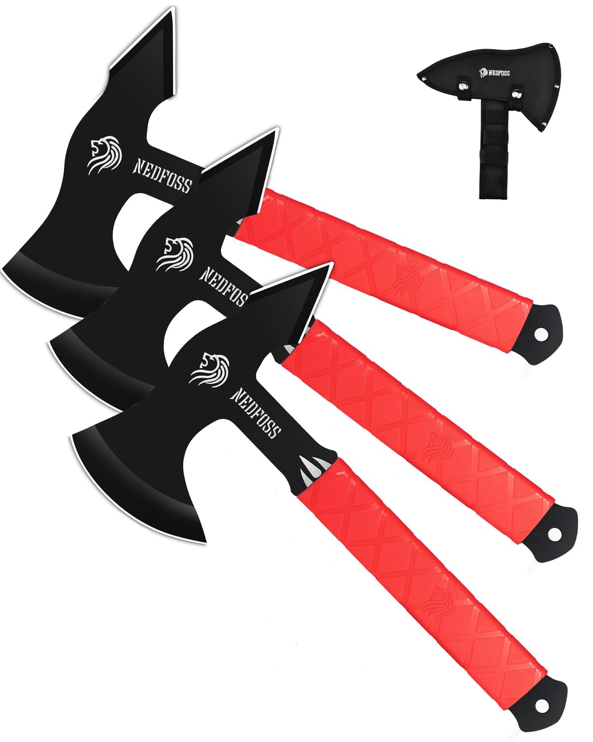 NedFoss Bear Throwing Axe Set with TPR Handle, Throwing Products Pack of 3,11.7“ Full Tang Throwing Axes for Axe Throwing Game, Throwing Game for Recreation and Competition (Throwing Axe) NedFoss